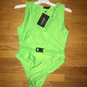 Brand new PLT neon green one-piece bathing suit